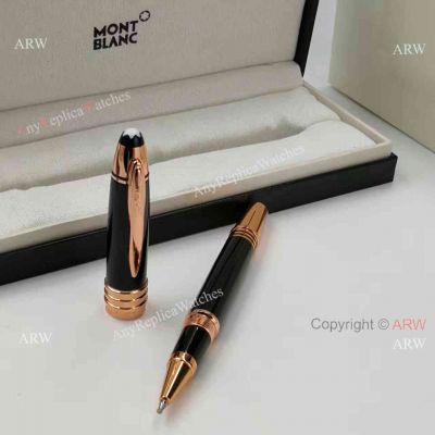 Replica Montblanc John F. Kennedy JFK Black and Rose Gold Rollerball Pen